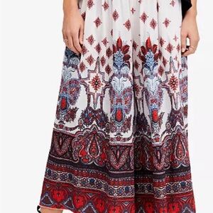 Free People Gold Dust Bohemian Paisley Printed Wide-Leg Drawstring Pants